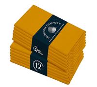 HEIRLOOM COMFORT Mustard Yellow Cloth Napkins 43x43 cm - 100% Cotton, Reusable, Absorbent, Soft, Durable - Set of 12 - Perfect for Spring, Summer, Baby Showers, Harvest Festivals, Fall, Thanksgiving