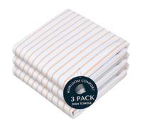HEIRLOOM COMFORT Mustard Yellow Striped Dish Towels 3 Pack, Ultra Absorbent, Classic Stripe Towel Set, Quick Dry Cotton Kitchen Towels for Cleaning Counters, Drying Dishes, Everyday Cleanup