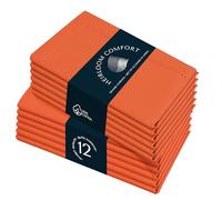 HEIRLOOM COMFORT Orange Cloth Dinner Napkins 45x45 cm - Set of 12 - Durable, Soft, Reusable, Washable - Hemstitch Mitered Edges - Ideal Cotton Napkin for Table Dining, Everyday, Parties, Events