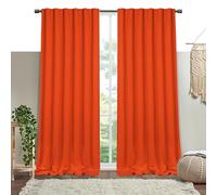 HEIRLOOM COMFORT Orange Solid Panel Curtains, 63 Inches Long, Set of 2, 100% Cotton, Light Filtering for Privacy, Vibrant Farmhouse Style, Ideal for Bedroom, Living Room, 54" W x 63" L