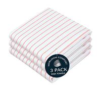 HEIRLOOM COMFORT Orange Stripe Cotton Kitchen Towels Set of 3, Durable & Super Absorbent Dishcloths Pack, Classic Stripe Towel Set, Quick Dry Towels for Daily Kitchen Use, Wiping & Drying Dishes