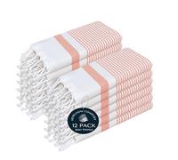 HEIRLOOM COMFORT Orange Turkish Kitchen Towels 40x66 cm, 12 Pack, 100% Cotton, Ultra Absorbent, Soft, Fast Dry, Machine Washable, Dish Towel with Tassels for Drying Dishes, Cleaning, Everyday Use