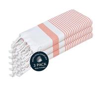 HEIRLOOM COMFORT Orange Turkish Kitchen Towels 40x66 cm, 3 Pack, 100% Cotton, Ultra Absorbent, Soft, Fast Dry, Machine Washable, Dish Towel with Tassels for Drying Dishes, Cleaning, Everyday Use