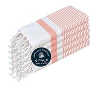 HEIRLOOM COMFORT Orange Turkish Kitchen Towels 40x66 cm, 5 Pack, 100% Cotton, Ultra Absorbent, Soft, Fast Dry, Machine Washable, Dish Towel with Tassels for Drying Dishes, Cleaning, Everyday Use