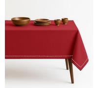 HEIRLOOM COMFORT Red Rectangle Table Cloth, 60x102 Inch, 100% Cotton, Fits 8-10 Seats, Soft, Durable, Washable, Stain Resistant, Table Cover for Dining, Anniversary, Holiday Gatherings, Family Dinner