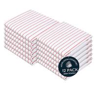 HEIRLOOM COMFORT Red Stripe Cotton Kitchen Towels Set of 12, Durable & Super Absorbent Dishcloths Pack, Classic Stripe Towel Set, Quick Dry Towels for Daily Kitchen Use, Wiping & Drying Dishes