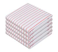 HEIRLOOM COMFORT Red Stripe Cotton Kitchen Towels Set of 5, Durable & Super Absorbent Dishcloths Pack, Classic Stripe Towel Set, Quick Dry Towels for Daily Kitchen Use, Wiping & Drying Dishes