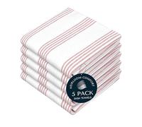 HEIRLOOM COMFORT Rust Stripe Dish Towels, 5 Pack, 100% Cotton, Super Absorbent and Quick Dry, Multi Pin Striped Kitchen Towel Set, Durable Wash Cloths for Kitchen Use, Cleaning & Drying Dishes