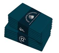 HEIRLOOM COMFORT Teal Green Cloth Napkins 45x45 cm - 12 Pack - 100% Cotton, Absorbent, Soft, Durable, Reusable, Washable - Hemstitch Mitered Edges - Ideal for Weddings, Parties, Gifts, Everyday Use