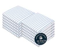 HEIRLOOM COMFORT Turquiose Blue Stripe Kitchen Towels, 12 Pack, 100% Cotton, Super Absorbent and Quick Dry, Classic Striped Towel Set, Durable Dish Cloths for Kitchen Use, Cleaning & Drying Dishes