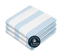 HEIRLOOM COMFORT Turquiose Blue Stripe Kitchen Towels, 3 Pack, 100% Cotton, Super Absorbent and Quick Dry, Multi Pin Striped Towel Set, Durable Dish Cloths for Kitchen Use, Cleaning & Drying Dishes