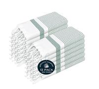 HEIRLOOM COMFORT Turquiose Green Turkish Kitchen Towels 40x66 cm, 12 Pack, 100% Cotton, Ultra Absorbent, Soft, Fast Dry, Machine Washable, Dish Towel with Tassels for Drying Dishes, Cleaning, Wiping