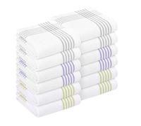 HEIRLOOM COMFORT White Waffle Weave Kitchen Towels 12 Pack, 40x66 cm, Cotton Dish Towels, Quick Dry, Absorbent, Machine Washable, Durable for Kitchen & Cleaning, Light Grey, Lavender, Lemon Green