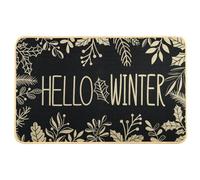Heirloom Haven Christmas Hello Winter Door Mat Welcome Doormat （Black）
