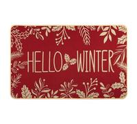 Heirloom Haven Christmas Hello Winter Door Mat Welcome Doormat（Red）