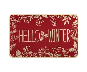 Heirloom Haven Christmas Hello Winter Door Mat Welcome Doormat（Red）
