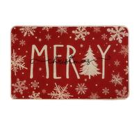 Heirloom Haven Merry Christmas Snowflakes Red Winter Doormat 17 x 29 Inch, Christmas Tree Holiday Decorative Throw Mat Non-Skid Entryway Mat Washable Floor Mats for Bedroom Living Room Kitchen