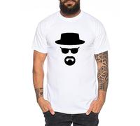 Heisenberg Men's T-Shirt Hermanos Bad Mr White Breaking, Farbe2:Weiss;Größe2:Medium