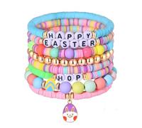 Heishi Bracelets for Women, Stackable Letter Vinyl Disc Clay Beads Stretch Bracelet Elastic Layering Friendship Bracelets Rainbow Summer Beach Boho Jewelry Festive Gifts, 7-14cm / 2.7-5.5 inches, Clay