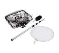 Heissner 3 In 1 Telescopic Pond Net & Brush Kit Clean Debris Brush Skimmer Set