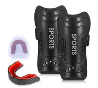 HEITAOZHUANYING 2 Pcs Adults Sports Mouth Guard And Shin Pads, Perforated Breathable Football Shin Pads, Boys Shin Pads, Mouth Guard With Box.