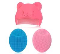 HEITAOZHUANYING 3 Pcs Baby Cradle Cap Brush,Baby Bath Brush,Silicone Massage Brush,Baby Hair Brush,Shnuggle Baby Bath,Suitable for Newborns, Baby(Pink+Blue)