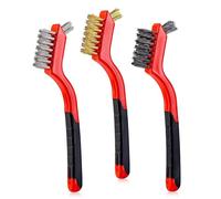 HEITAOZHUANYING 3pcs Small Wire Brush Set,Nylon/Brass/Stainless Steel Bristles,Each With 2-In-1 Mini Brush Head,Wire Brushes For Cleaning,Multifunctional Wire Brushes,For Kitchen Cleaning.