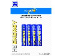 Heitech 04002075 Alkaline Batteries Micro AAA Pack of 4 - Blue