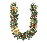 HEITIGN Christmas Garlands Christmas Rattan 1.8 m Red Berries of The Christmas Bowknot Pine Cone Garland Rod Hanging Decoration Party Supplies, with Light, Mittel