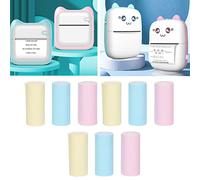 HEITIGN Set 9 Roll Printing Paper Mini Portable Photo Printer Bluetooth Colorful Self-adhesive Paper Portable Pocket Printer Labels Office Print Memo For Android IOS Accessories