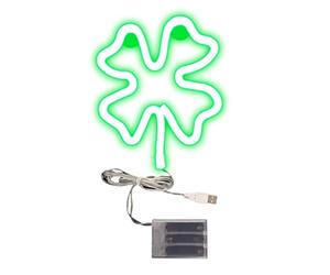 HEITIGN St Patricks Day Decoration Clover Lights LED Neon Light Green Clover Window Lights Irish Shamrock Neon Tube Signs Decoration