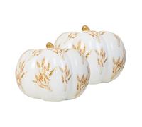 HEITMANN DECO - Ceramic Mushrooms Set of 2, White with Golden Pattern, Approx. 40 cm and 25 cm
