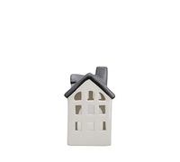 HEITMANN DECO - Ceramic Tea Light Holder House - White/Grey - Approx. 15 x 9.5 cm