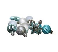 Heitmann Deco Christmas Tree Baubles 44-Piece Set - Baubles - Stars - Christmas Decoration - Turquoise, Silver, White - Approx. 3 cm