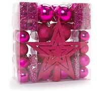 HEITMANN DECO Christmas Tree Decoration, Pink, 45 Pieces, set including tree topper, balls, pearl chains and garlands - plastic