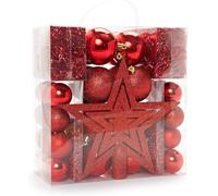 HEITMANN DECO Christmas Tree Decoration, Red, 45 Pieces, set including tree topper, balls, pearl chains and garlands - plastic
