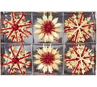 HEITMANN DECO Christmas Tree Decoration Straw Pendants Set of 16 Natural Material Christmas Tree Pendants 16 Pieces Red with White