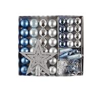 Heitmann Deco Christmas Tree Decorations Plastic Blue/Silver, 30 Pieces, 50