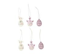 HEITMANN DECO Easter Pendant - Eggs, Chickens and Rabbits Made of Metal for Hanging - Spring, Easter, Spring Decoration, Easter Decoration - Lilac, Mauve, Cream