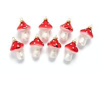 Heitmann Deco Ornament Glass Toadstool Hanging Set Made of Glass 8 Pieces Red White for Hanging Christmas Tree Decoration