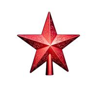 HEITMANN DECO Plastic Christmas Tree Topper - Modern Christmas Tree Star for Tree Topper - Red with Glitter, 20 x 19 cm