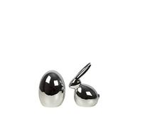 HEITMANN DECO Porcelain Decorative Egg and Rabbit Set - Silver