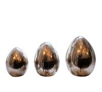 HEITMANN DECO Porcelain Eggs, Set of 3, Silver Matt