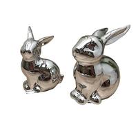 HEITMANN DECO Porcelain Rabbits, Set of 2, Silver, Approx. 17 cm