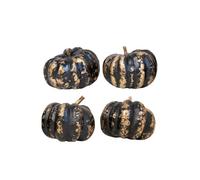 HEITMANN DECO Pumpkin Set of 4 in Black - Autumn & Halloween Decoration, Approx. 15 x 15 cm, for Table, Windowsill & Shelf
