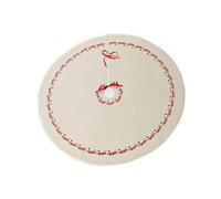 HEITMANN DECO - Round Linen Tree Blanket - Protection Against Pine Needles - Christmas Tree Underlay - Christmas - White, Red