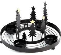 HEITMANN DECO Round Metal Tea Light Candle Holder - Advent Candle Holder for 4 Tea Lights - Black