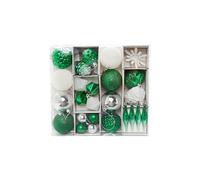 HEITMANN DECO Set of 29 Christmas Tree Baubles, Christmas Decorations Green Silver White for Hanging, Plastic Christmas Tree Decoration
