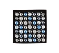 HEITMANN DECO Set of 49 Christmas Tree Baubles Assortment - Christmas Decorations Blue Light Blue Silver for Hanging - Plastic Ball Assortment