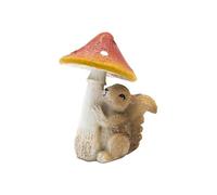 HEITMANN DECO Toadstool with Squirrel - Autumnal Ceramic Figurine Approx. 13 cm Decoration for Table, Window & Shelf, Red/White/Natural
